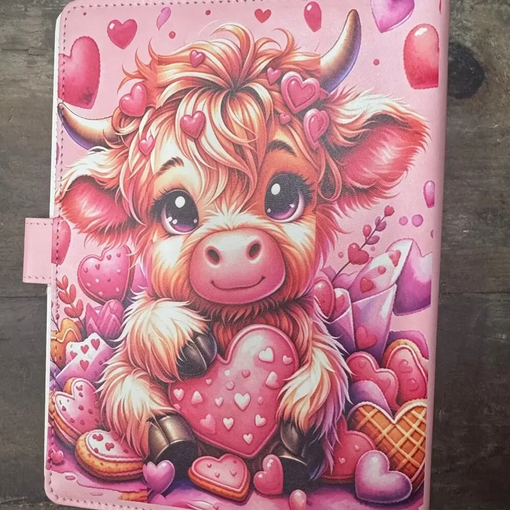 Highland Cow A5 Binder with printed stationery paper & mousepad